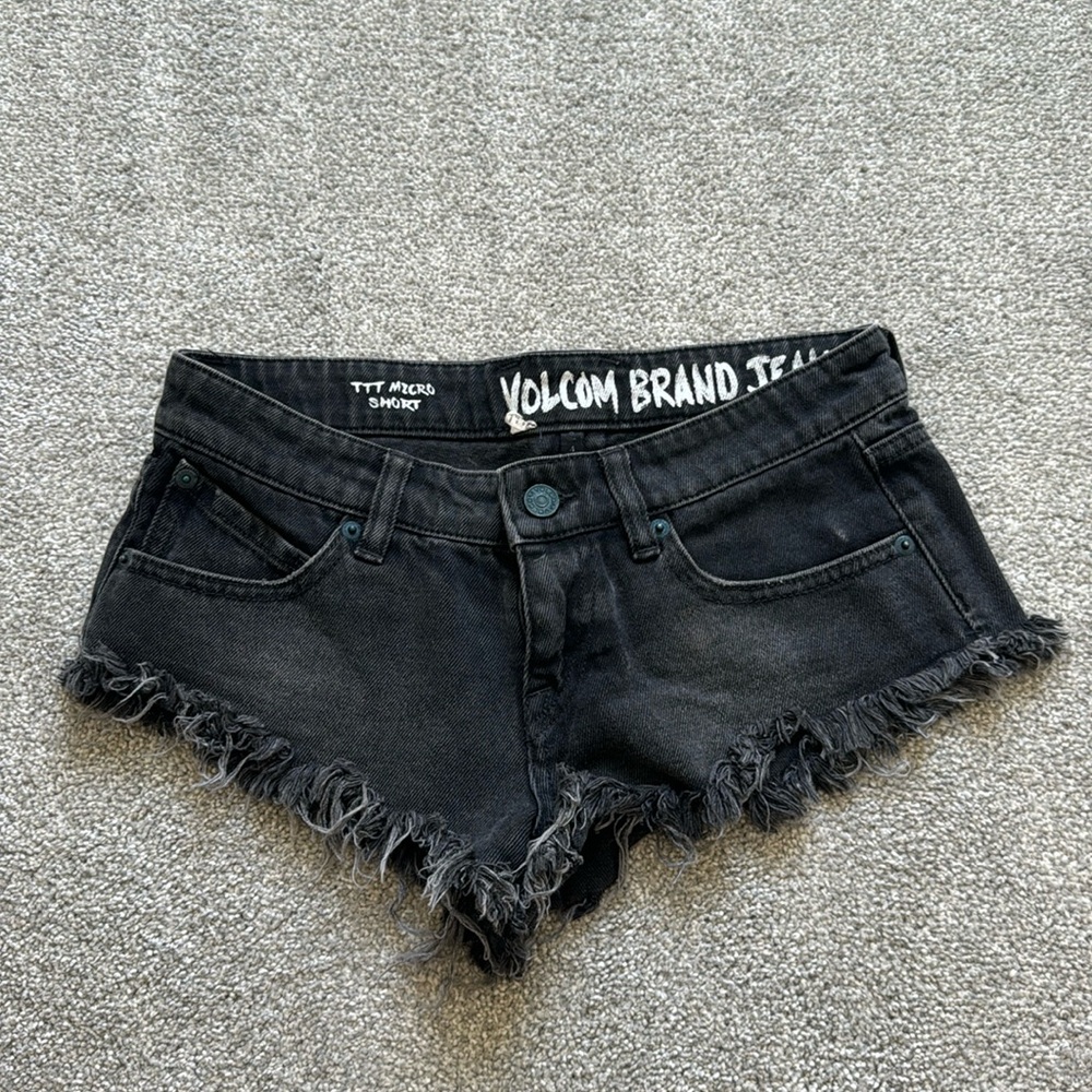 Volcom Micro Short Shorts Size 24 Faded Black - image 1